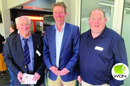Congratulations: Cobden Rotary Club nominated Les Sumner (left) and Cameron Beaton (right) for volunteer awards: pictured with Member for Wannon Dan Tehan.