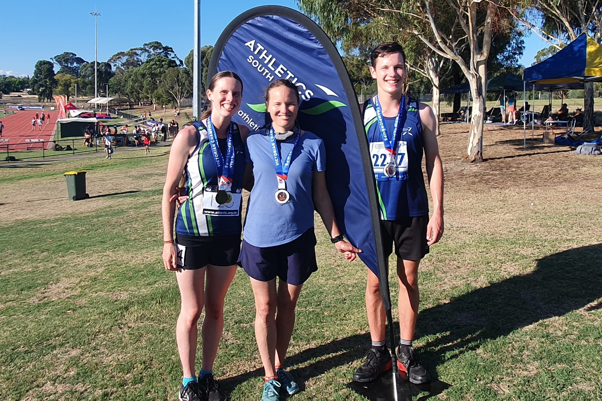 Three times a charm: Emily (left), Joy and Robert Morden all scored victories at the Victorian Country Track and Field Championships over the weekend.