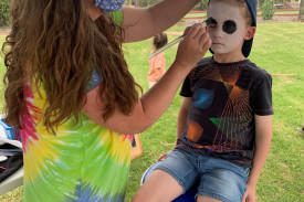 Youngsters enjoyed getting their face painted at the Cobden Mini Golf celebrations.