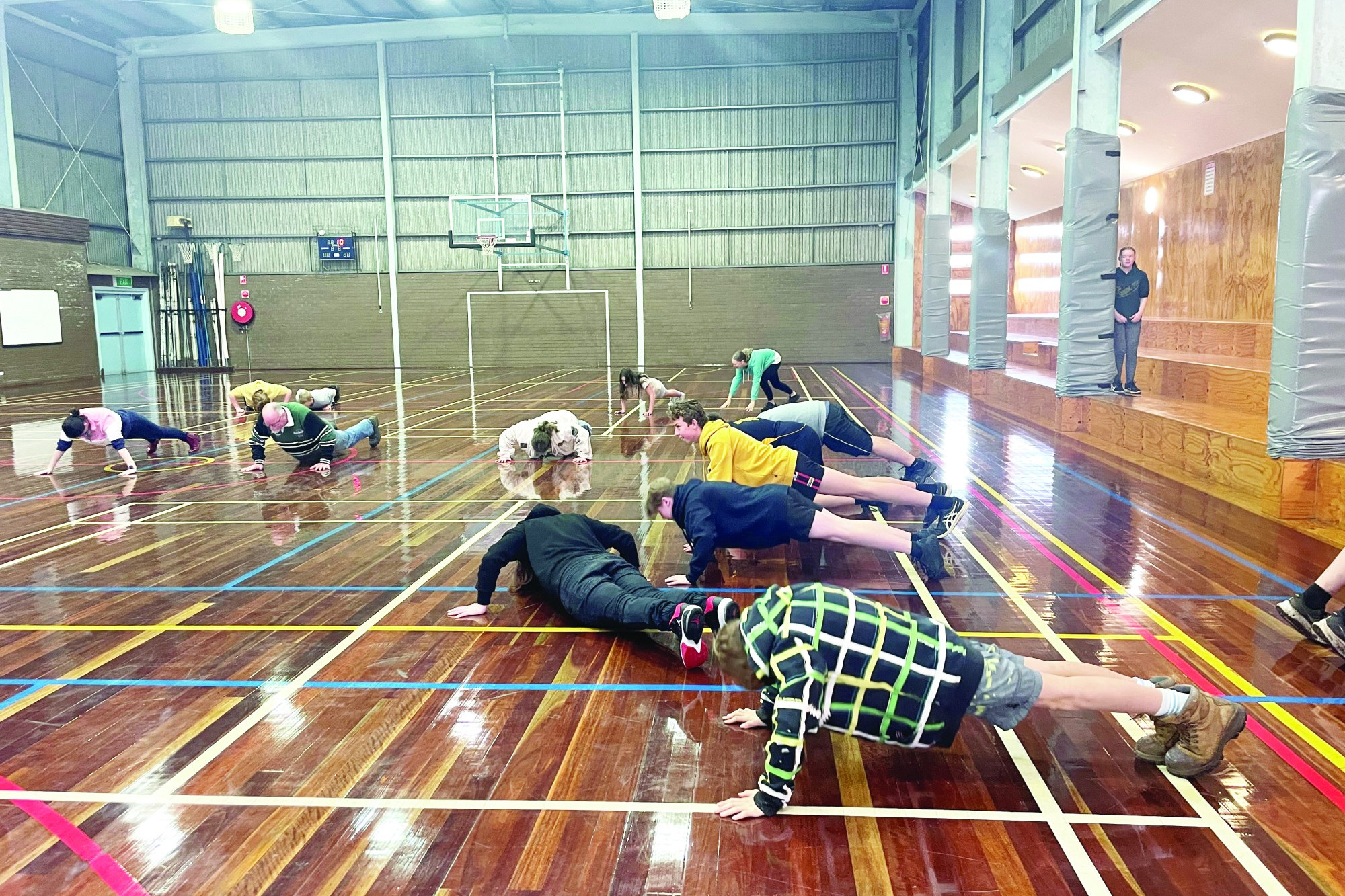 Congratulations: A celebration day was held at the Cobden Technical School to celebrate the end of the push-up challenge.