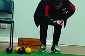 In Division 2, Glenormiston 2 Third Jenny Meade delivers her first bowl against Camperdown 4.
