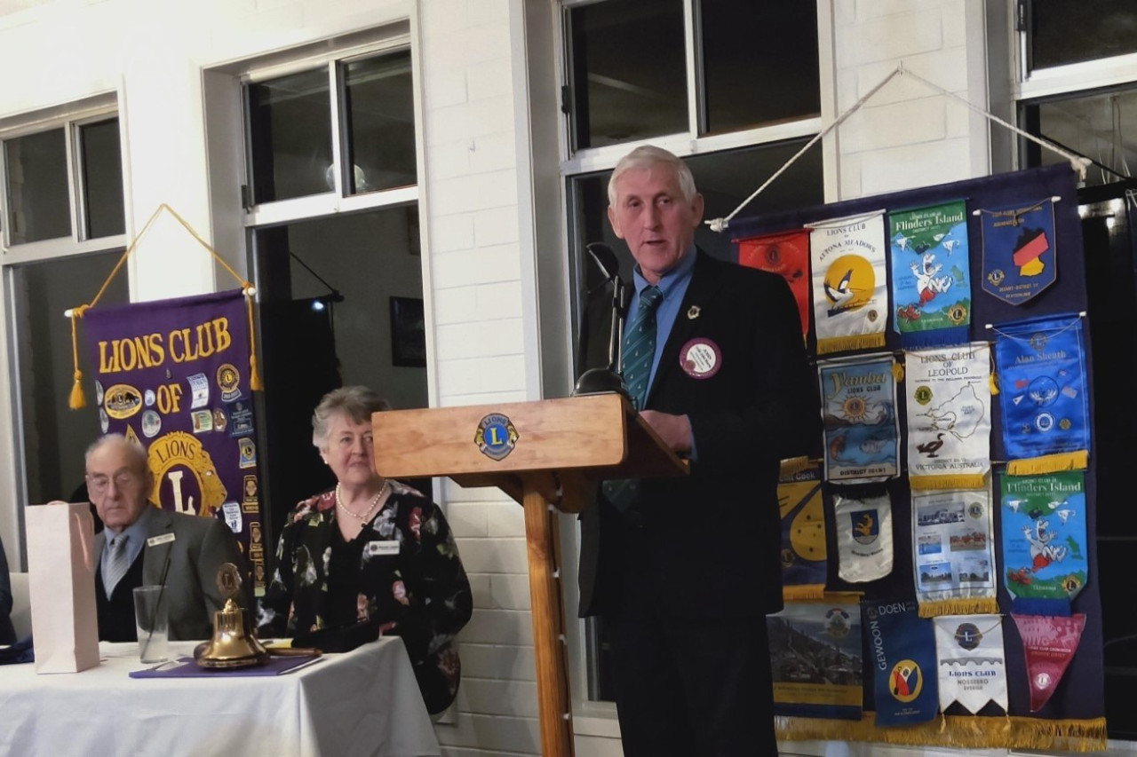 Incoming Simpson and District Lions Club president John Morris and installation officer Maureen Capizzi with husband Tony.