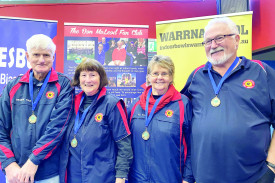2022 South West Challenge Mixed Fours Champions (from left to right): George Fox (s), Margaret Hester, Val Blake, Phil Dowdell.