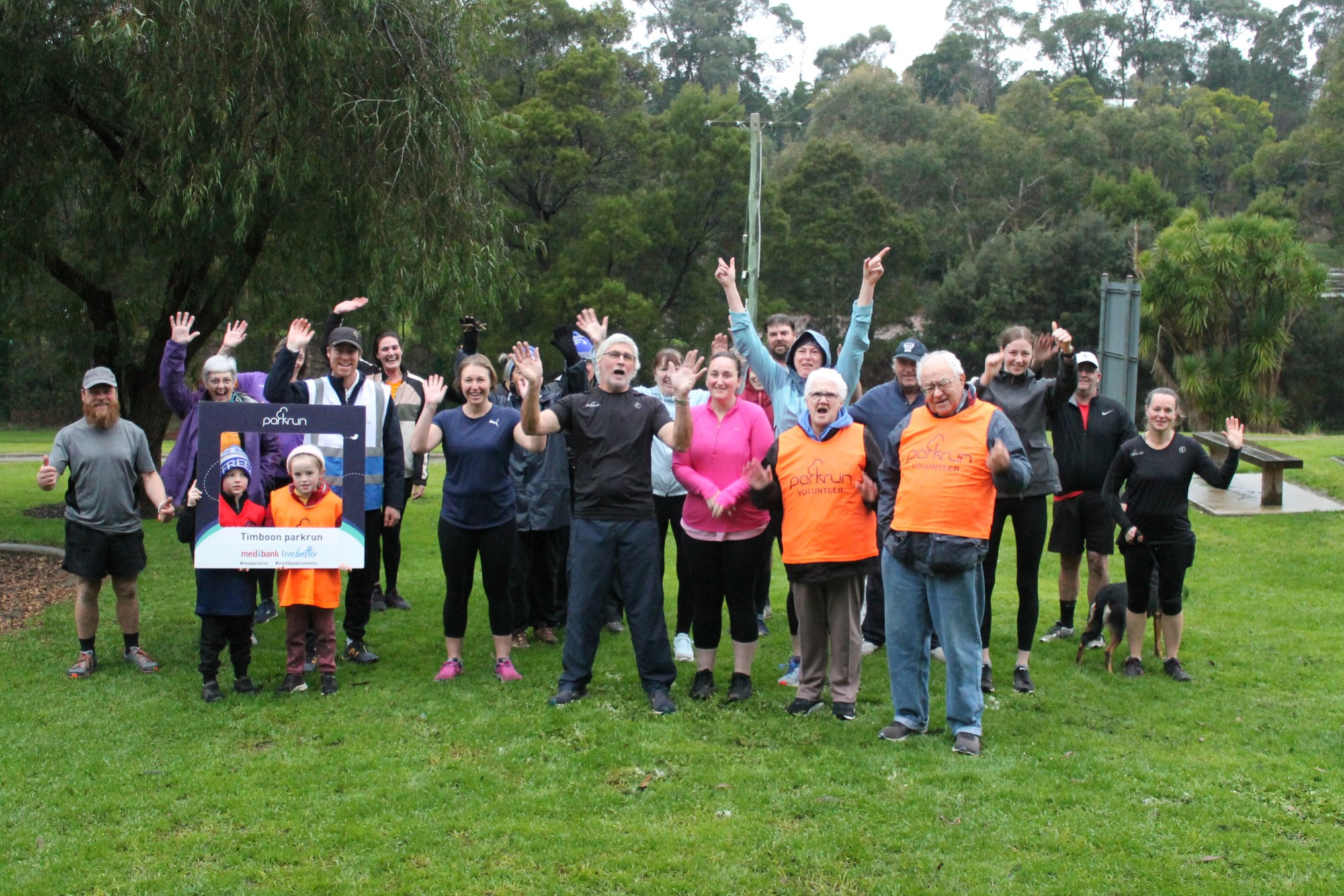 Milestone: Despite wet conditions on Saturday, more than 20 people turned out for the weekly Timboon parkrun event which celebrated its 200th event held on the Timboon rail trail.