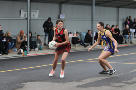 Jess Bouchier readies to fire the ball in to the ring. 