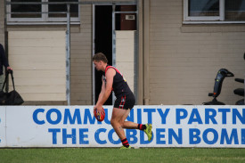 Josh Worboys lines up for goal. 