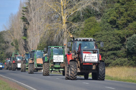 Community says no: A motorcade of tractors headed to a rally about the proposed Mumblin Wind Farm, which if approved in its current format, would be the biggest in the Southern Hemisphere. 