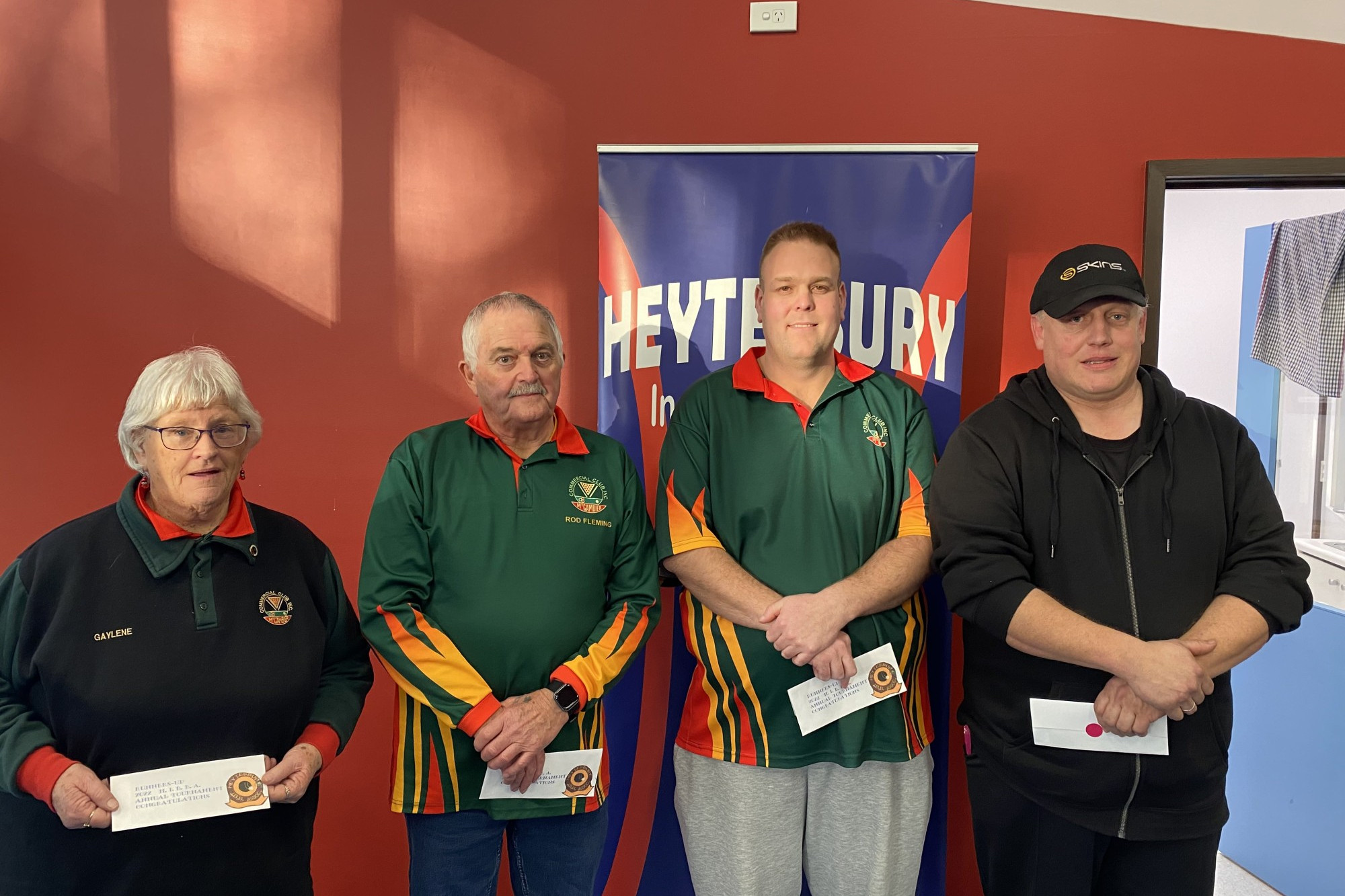 Heytesbury Open Fours Tournament runners-up from Mount Gambier (left to right) Gaylene Leggett, Rod Fleming, Coehen Keppels and Michael Cameron.
