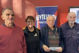 Heytesbury Open Fours Tournament third place team from Warrnambool (left to right) Keith Cameron, Shirley Hogan, Neville Blackmore and John Hovard. 
