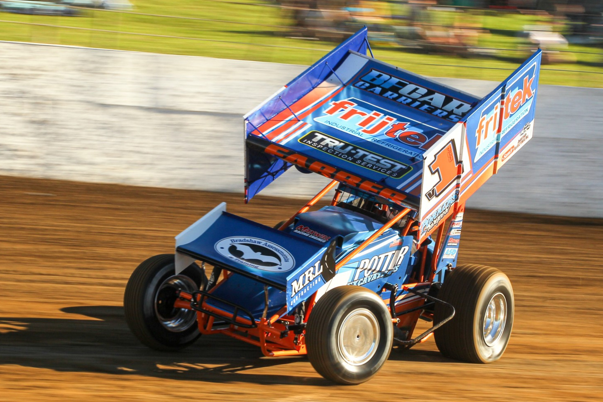 Back-to-back: Brenton Farrer will spend another year as 360ci sprintcars Victorian champion after beating a 42-car field. Picture supplied by Geoff Rounds