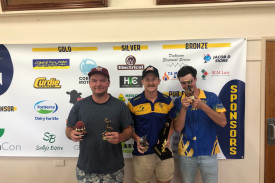 Division three winners Louis Robertson (bowling average and aggregate), Grady Rooke (Cricketer of the Year, captain’s award), Luke Hickey (batting average and aggregate). 