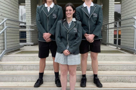 Cobden Technical School captains are Willoughby Perriss, Grace Ritchie and Lachlan Herschell.