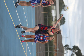 Ashlee Finch passes back to centre court. 