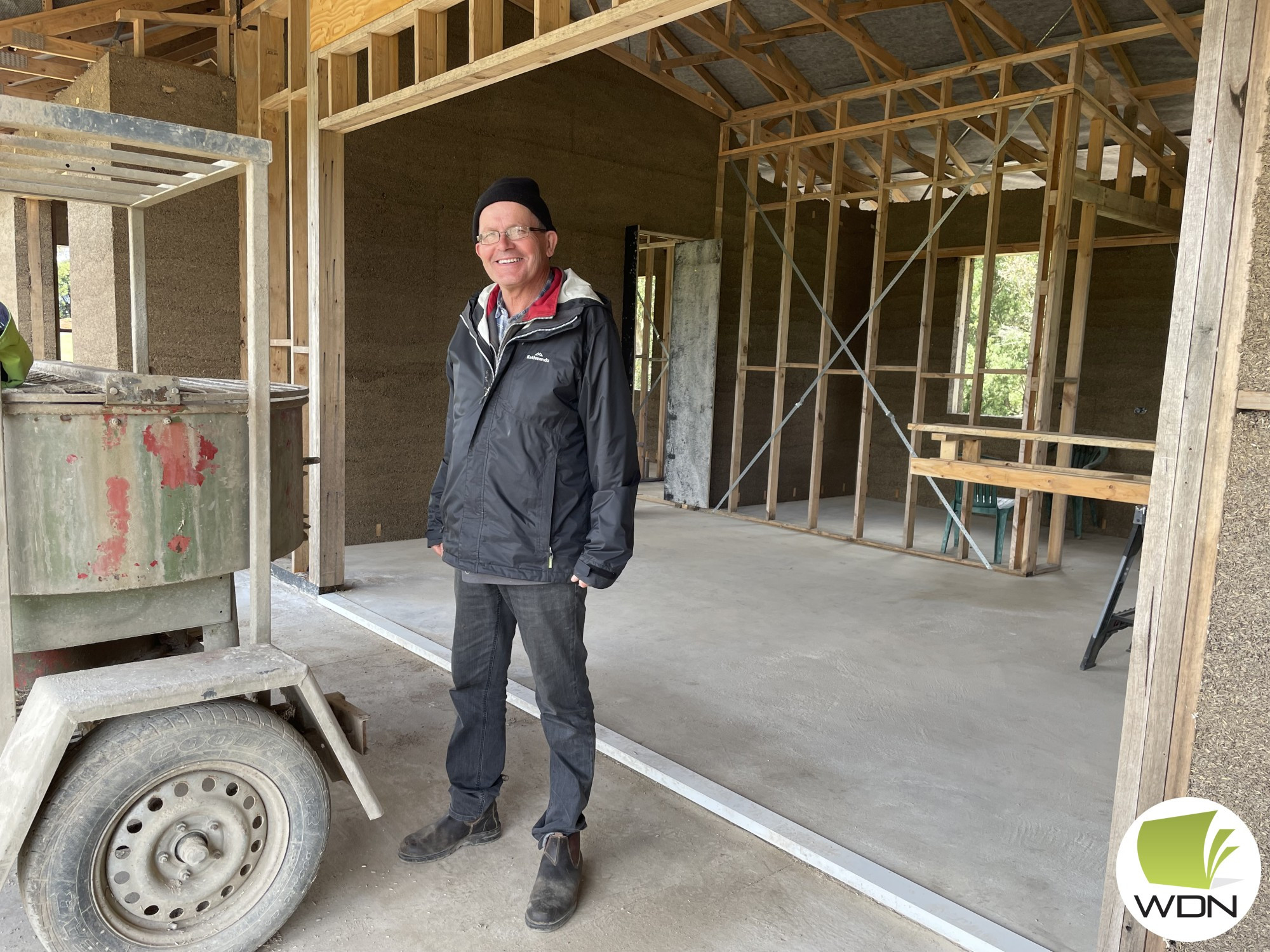 New ways: Wim Kampschoer said the process of using hempcrete is similar to that of brick time wise, but is carbon neutral.