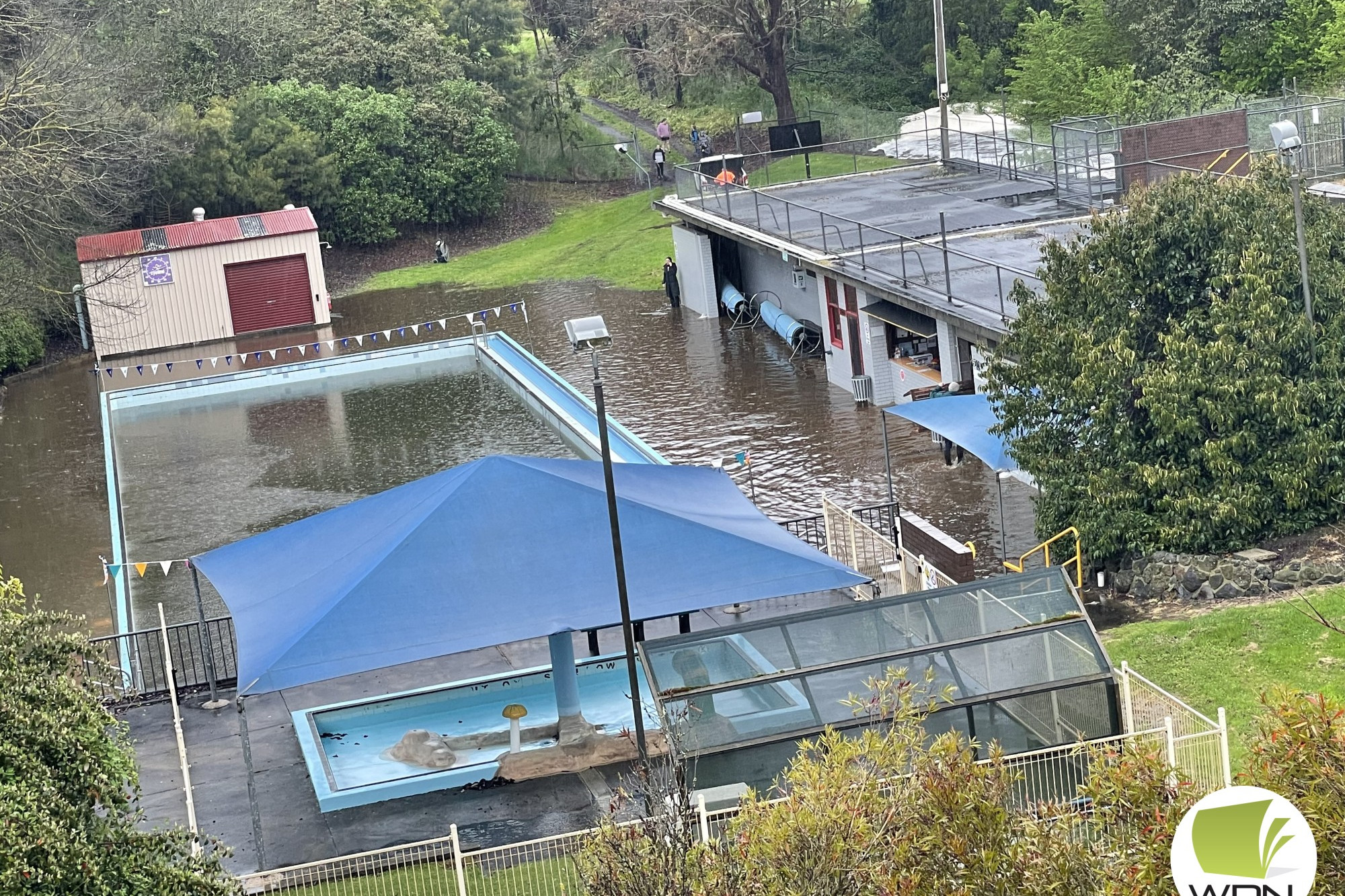 Fears were held the Cobden Pool would flood, with equipment moved to higher ground as a precaution.
