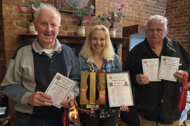 HIBBA Division 2 Runners-up - Glenormiston 2: Max Heard (s, left), Bec Heard, Jim Wallace. Noel Ubergang (absent). 