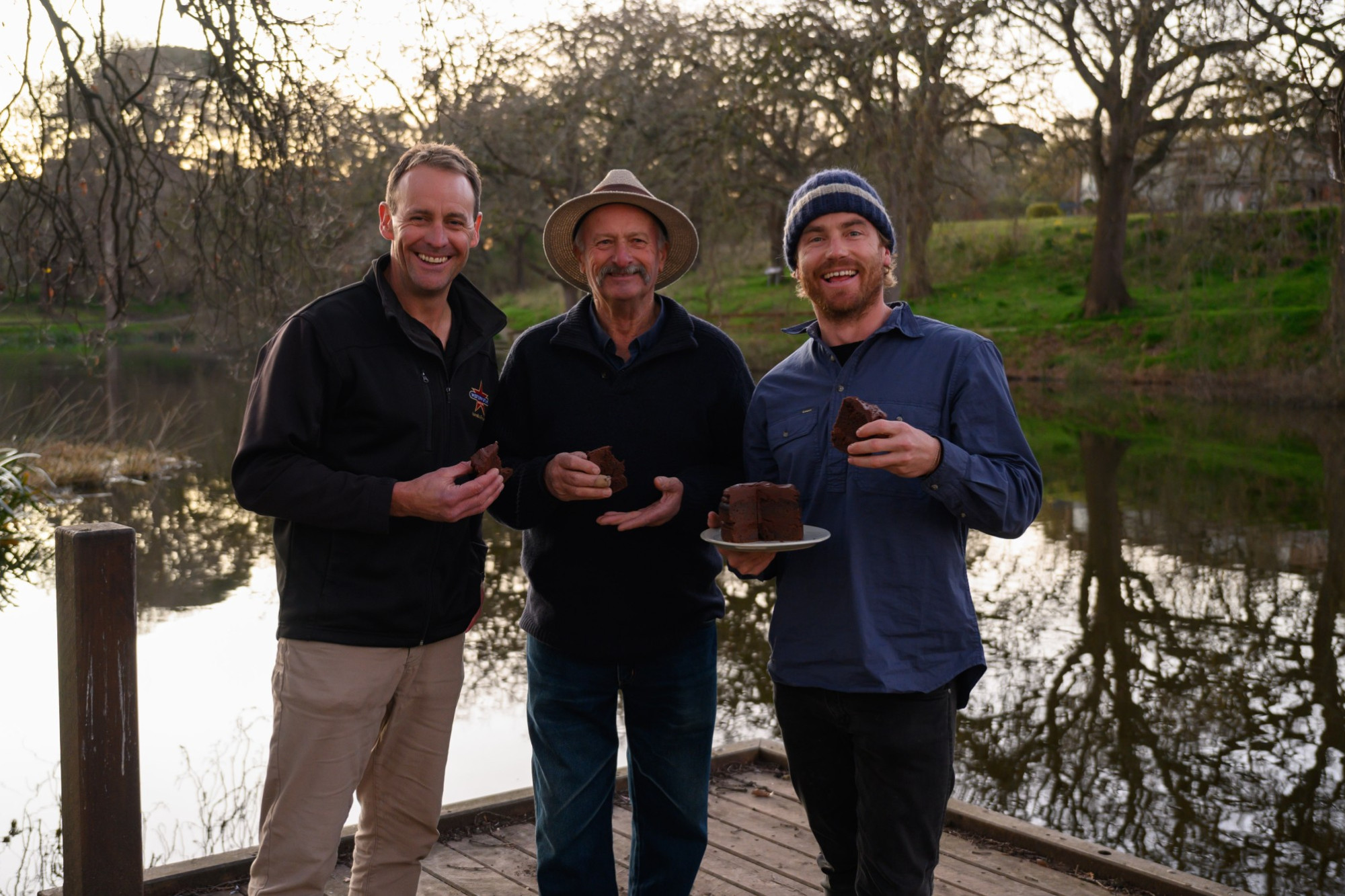 Cobden on show: Fonterra Cobden employee Andrew Westlake and farmer Chris Place spent time with Taste host Hayden Quinn as part of a segment filmed in Cobden.