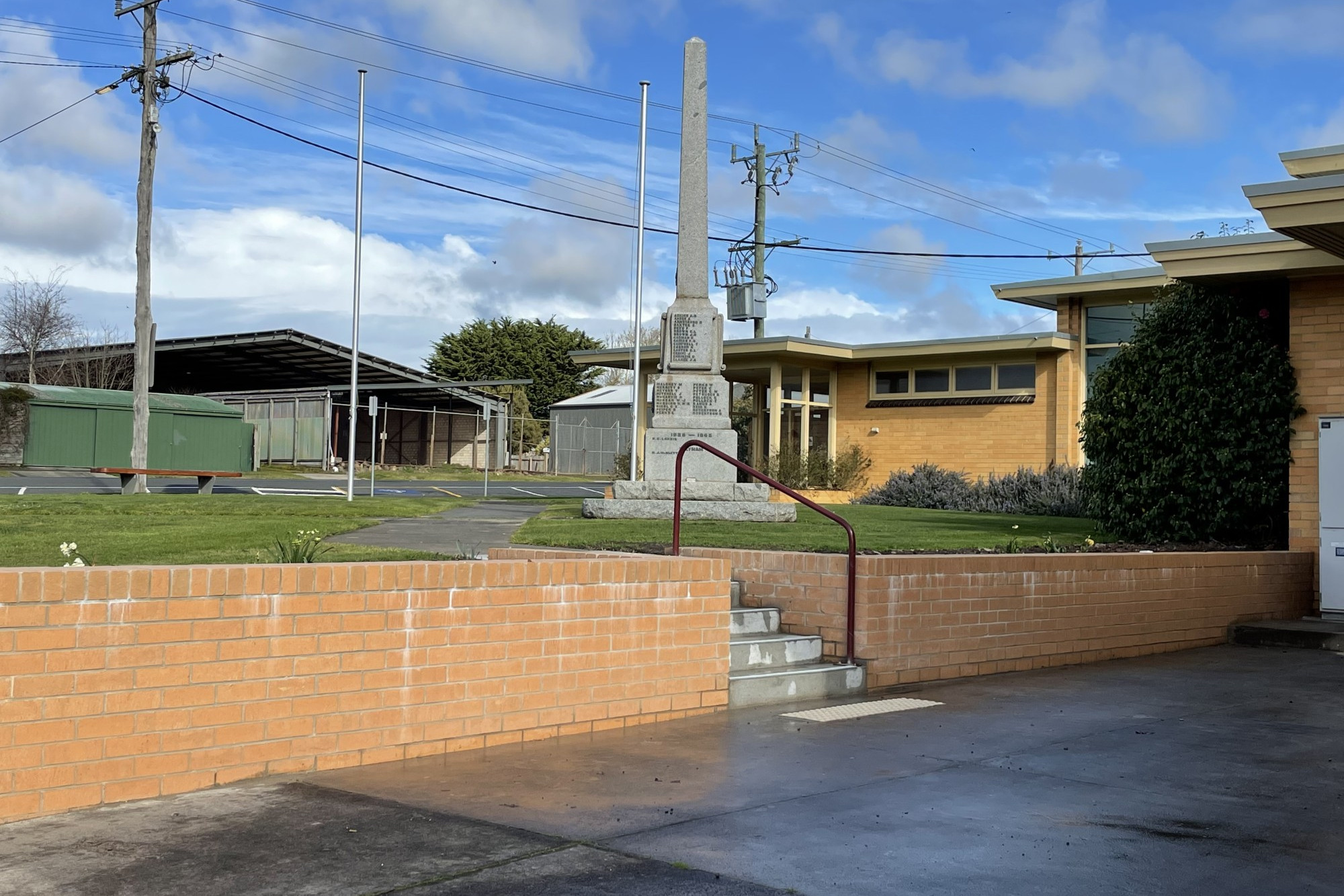 Complete: Works on the retaining wall at Cobden’s Civic Hall are complete.