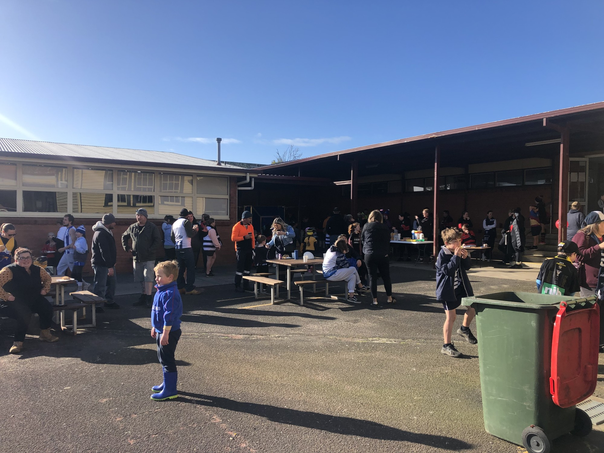 Students also practiced their footy skills on the day.