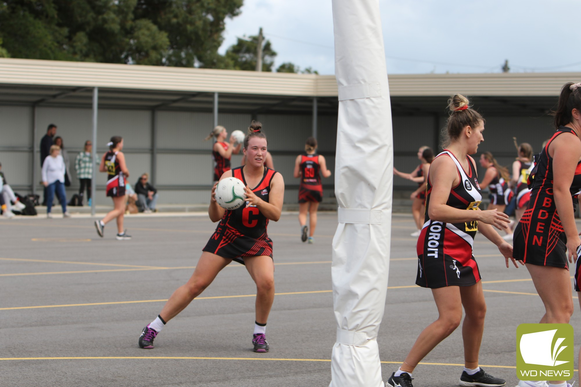Sophie Hinkley and Sophie Blain in action in the Bombers win against Koroit.