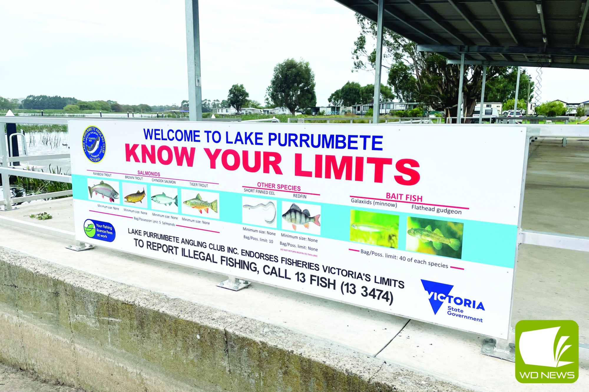 Catch warning: New signage has been installed at Lake Purrumbete thanks to a grant.