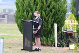 Cobden Primary School’s Zaya Howard reads a poem.