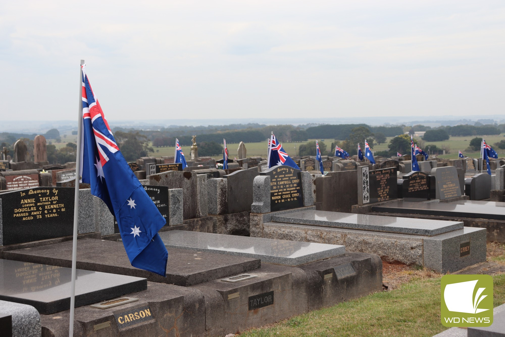 Ninety-two flags were placed besides graves of war veterans at the Cobden Cemetery as part of an initiative.