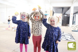 Millie, Ellie and Hazel enjoy a game of beanbag throwing. 