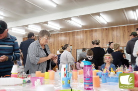 Progressing Cobden’s Helen Smith helped out with the pool noodle decorating.