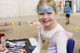 Molly Hickey, 5, had a snow theme for her face paint. 
