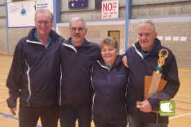 2023 Division 1 Premiers Scotts Creek 1 – (from left to right) Allen Armistead (s), Peter Baker, Jan Hutchison and Neville Robb. 