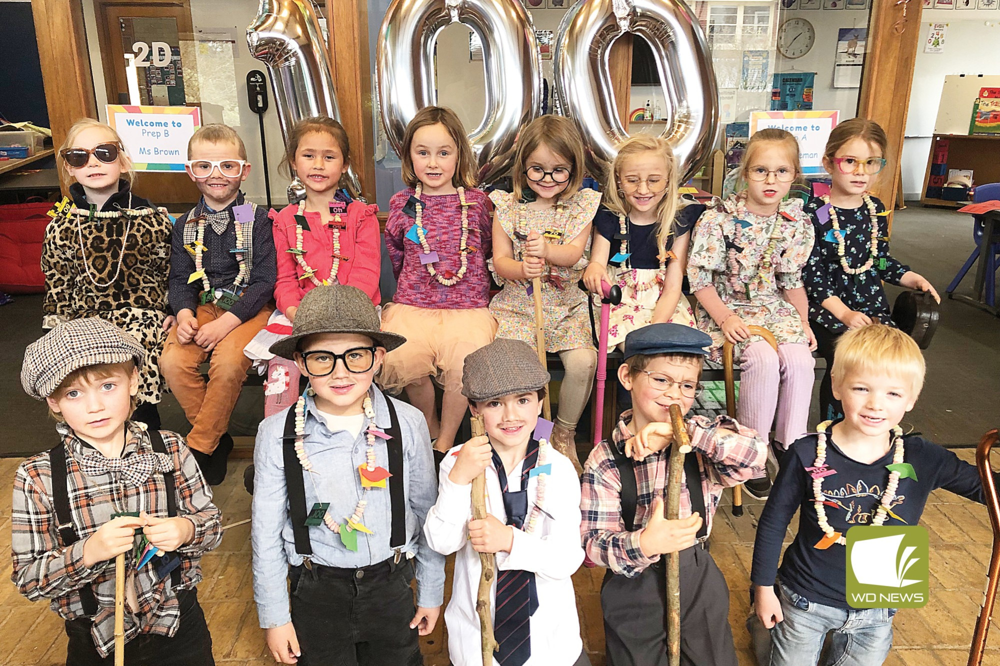 Timboon P-12 School’s two grade Prep classes marked 100 days of school this month.