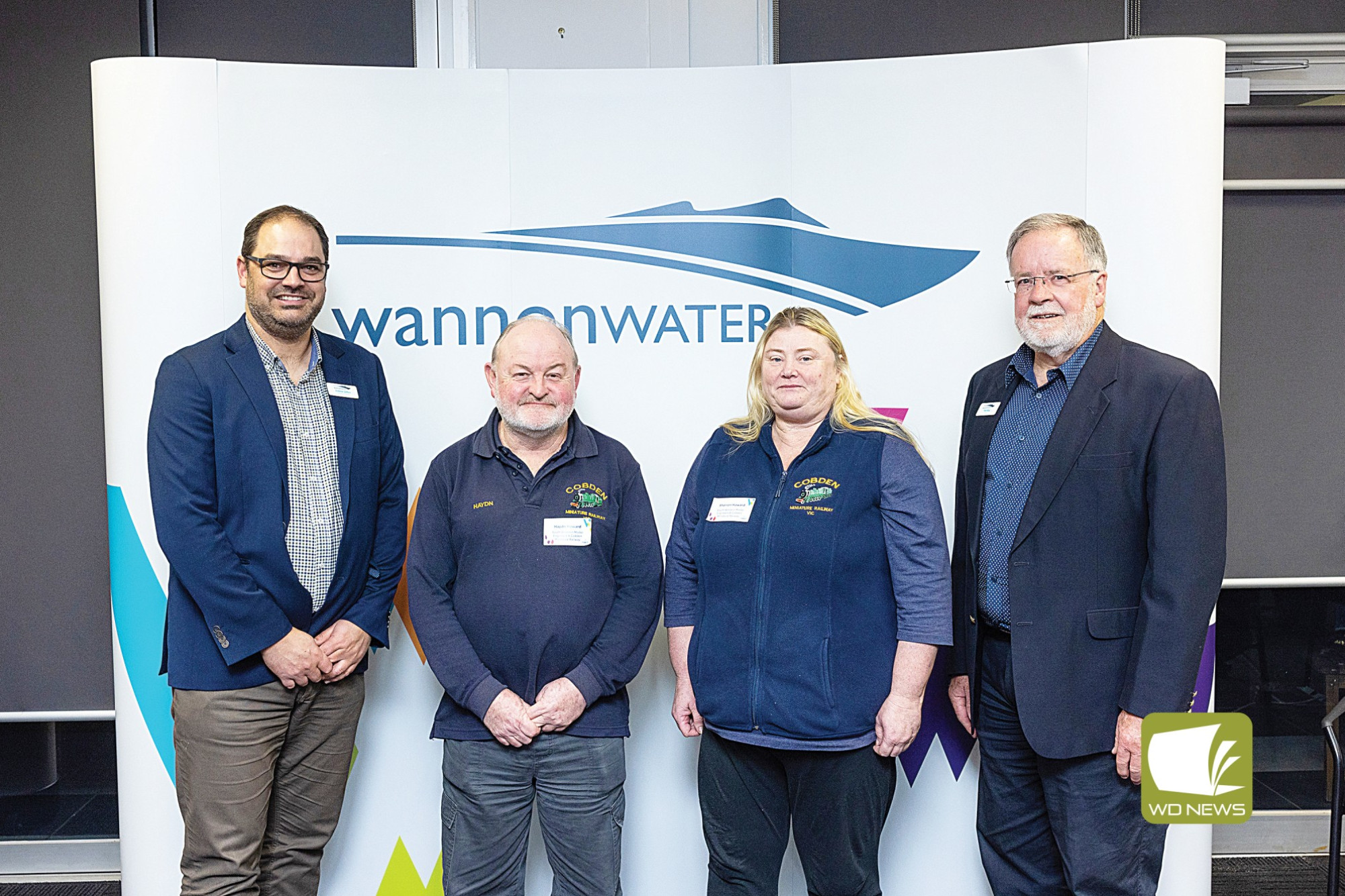 Ripple Grant: Wannon Water managing director Andrew Jeffers, South Western Model Engineers and Cobden Miniature Railway representatives Haydn and Sharron Howard and acting chair of the Wannon Water Board, Ken King.