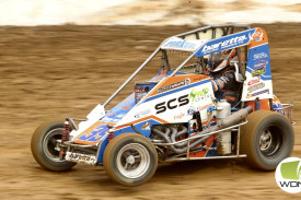 Nick Parker once again dominated the Speedcars. Photo Geoff Rounds. 