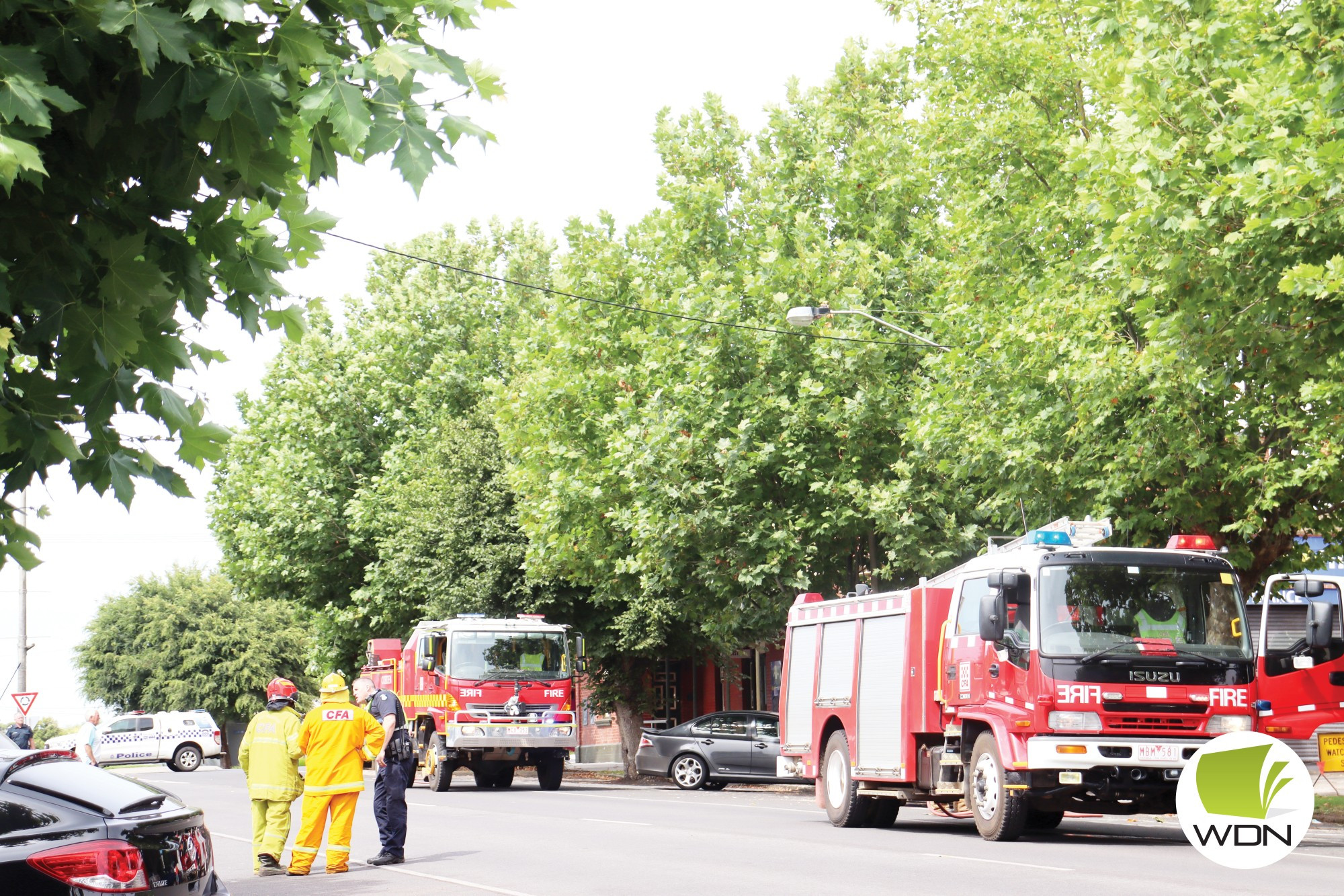 Quick action: Emergency services attended a gas leak out front of the Cobden Kindergarten last Wednesday.