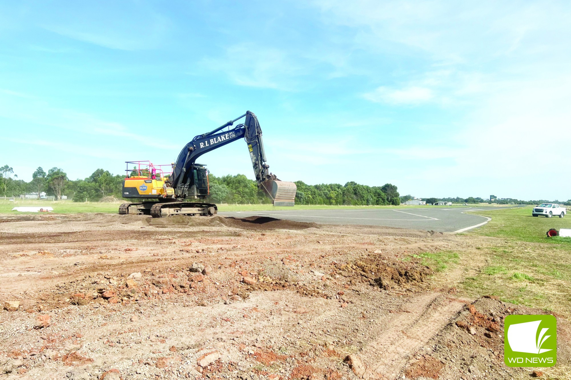 Key works: A new transfer pad is under construction at the Cobden Airfield.