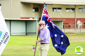 Cobden’s Kelvin White with the Australian flag. 