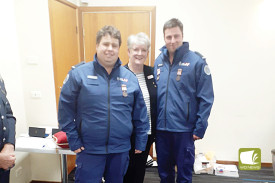 Beth Davidson OAM with National Medal recipients Stephen McQuinn (left) and Brayden Crow (right). 