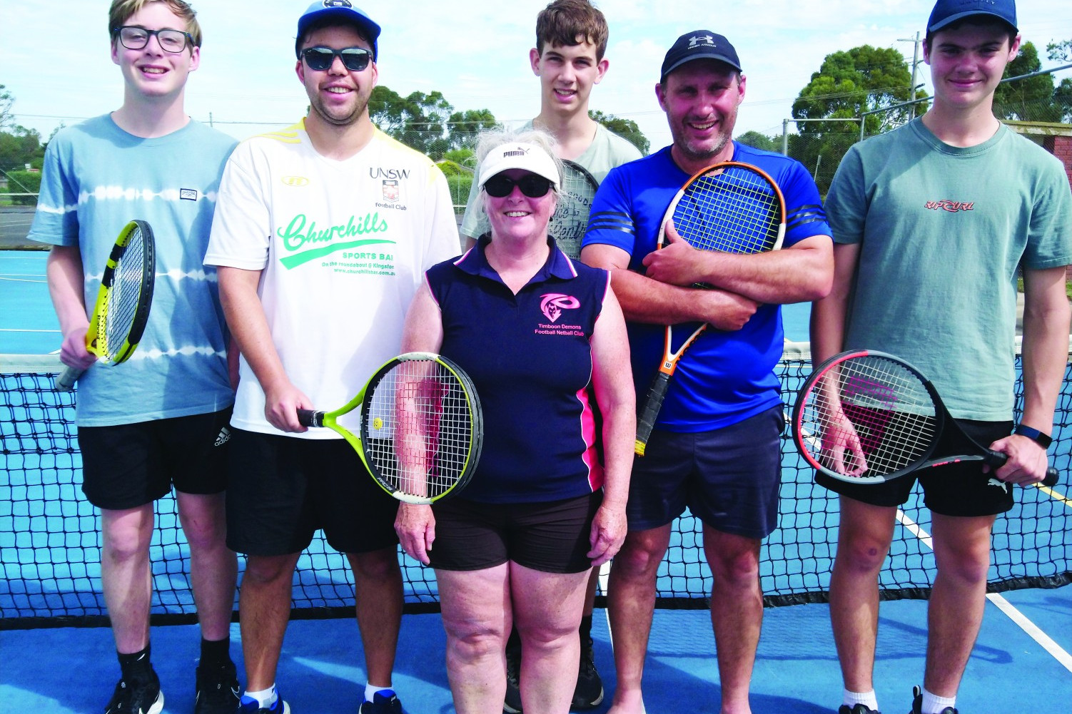 Premiers Scouts: Darcy Croft, James Wethereld, Jack Plozza, Brad Plozza and Mitchell Plozza; front Katrina Currell.