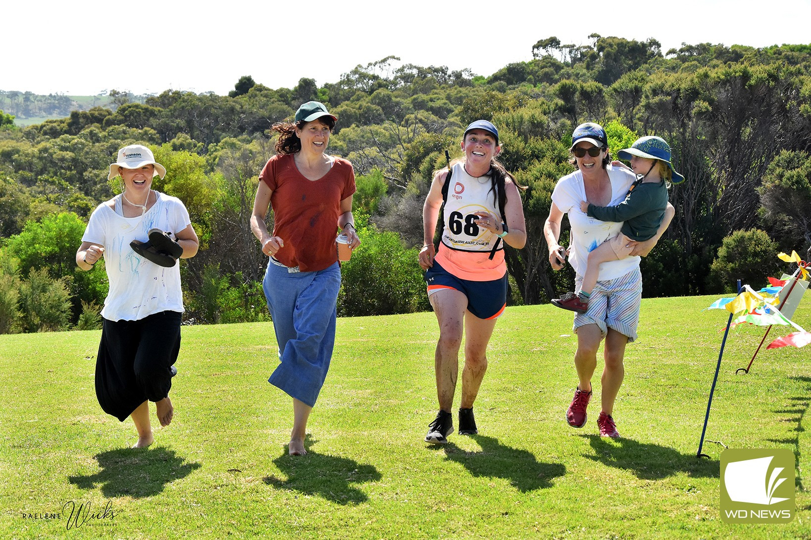 Adventure race: Team Jack’s Salon heads to the finish line during a recent Kangaroobie Klassic Adventure Race at Princetown. Will your team be there next weekend? Photo supplied by Raelene Wicks.