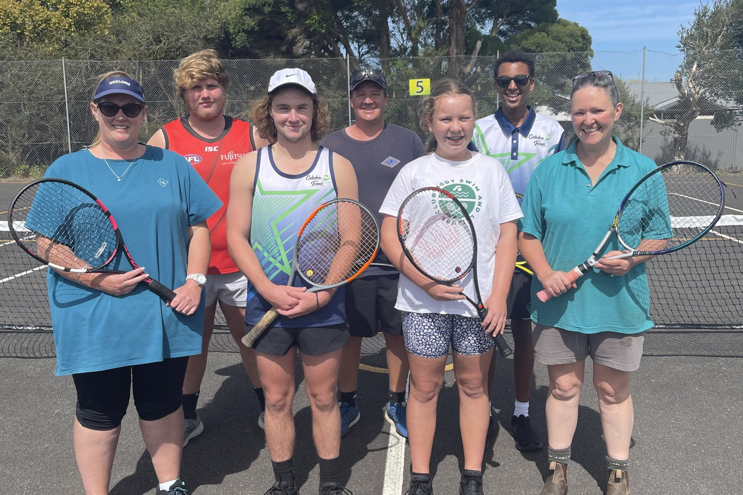 Senior premiers, Cobden Cougars. Back row: Austin deBie, Eddy Guthridge and Aregawi Chivell. Front: Michelle de Bie, Brad Gillingham, Mia McVilly and Donna Dwyer.