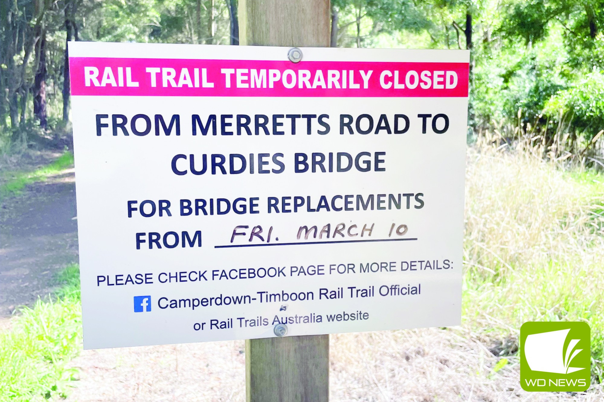 Temporary fix: A section of the Camperdown-Timboon Rail Trail is expected to be closed for a further month while temporary repair works are completed.