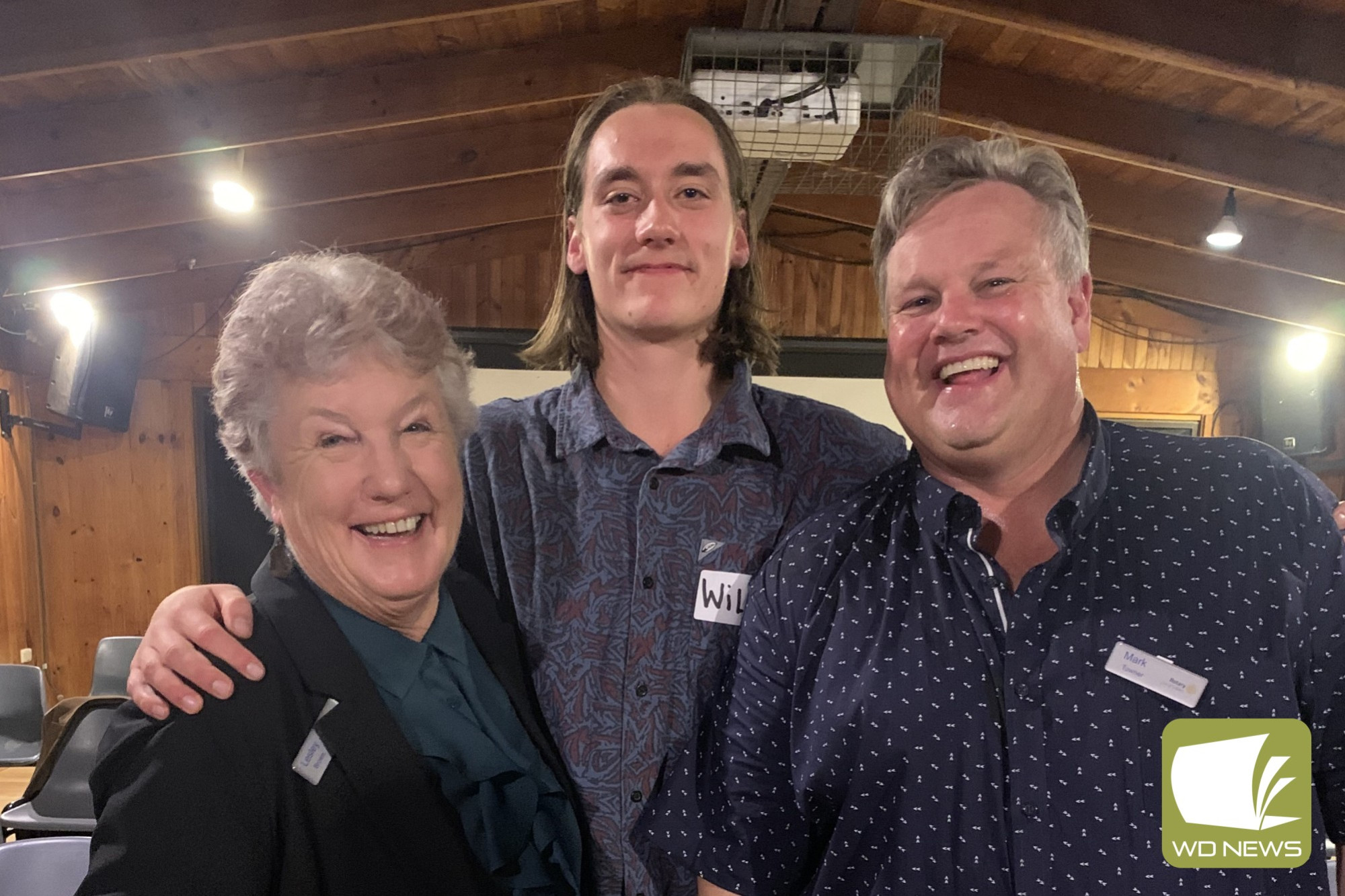 Leadership: Cobden Rotary’s RYLA representative Willoughby Perris with camp “Mum and Dad” Lesley Brown and Mark Towner.