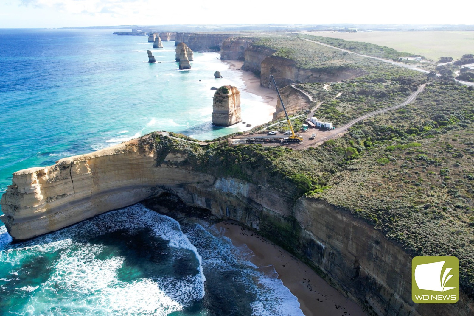 An aerial photograph of the new viewing area being constructed at The Saddle.