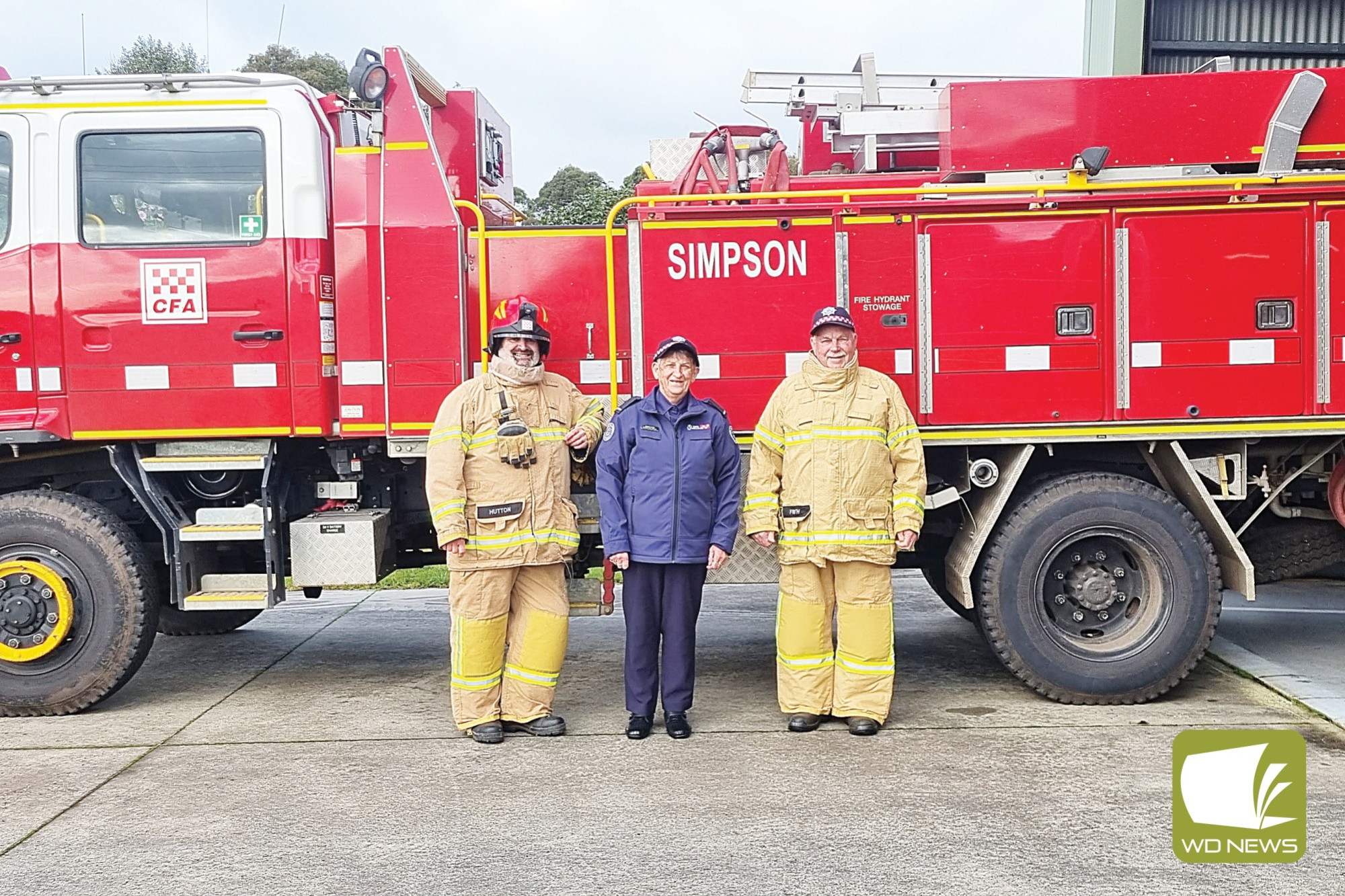 Simpson CFA’s Jono Hutton and Denise and Alf Frith encourage residents to consider volunteering with the CFA.