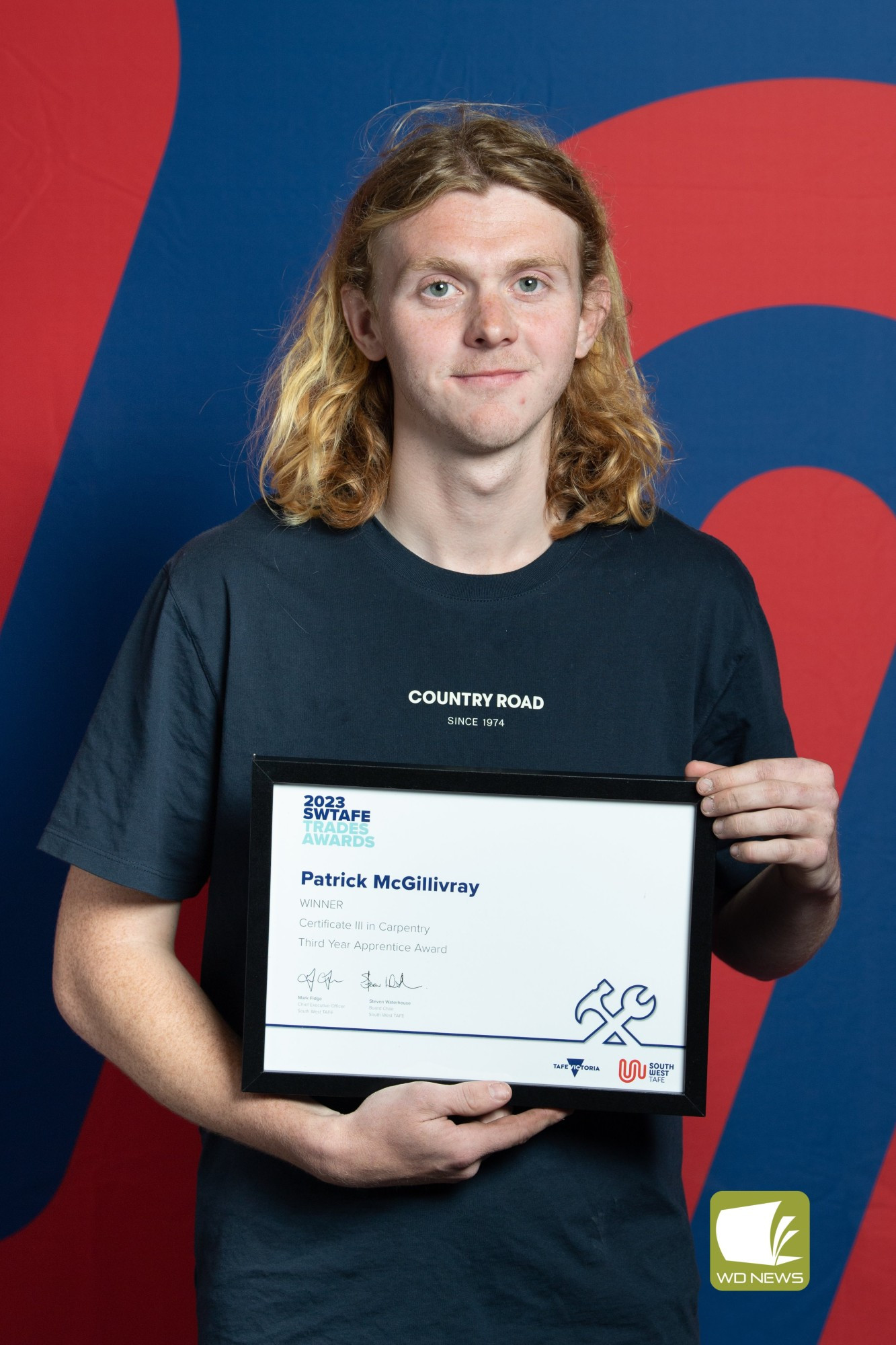 Congratulations: Third year Roberts Builders apprentice Patrick McGilivray was announced as a winner at last week’s South West TAFE’s annual Trades Awards.