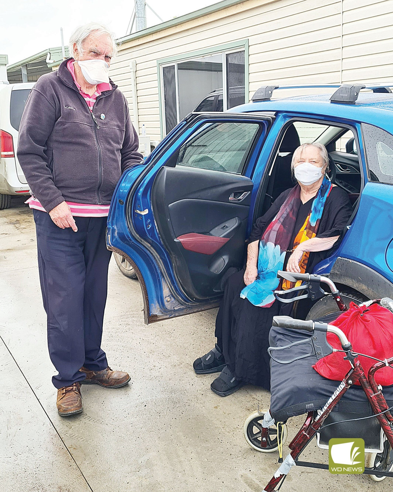 Important reminder: TDHS volunteer driver John Fox has formed a close bond with Anne Hain as he helps her get to weekly dialysis appointments in Warrnambool.