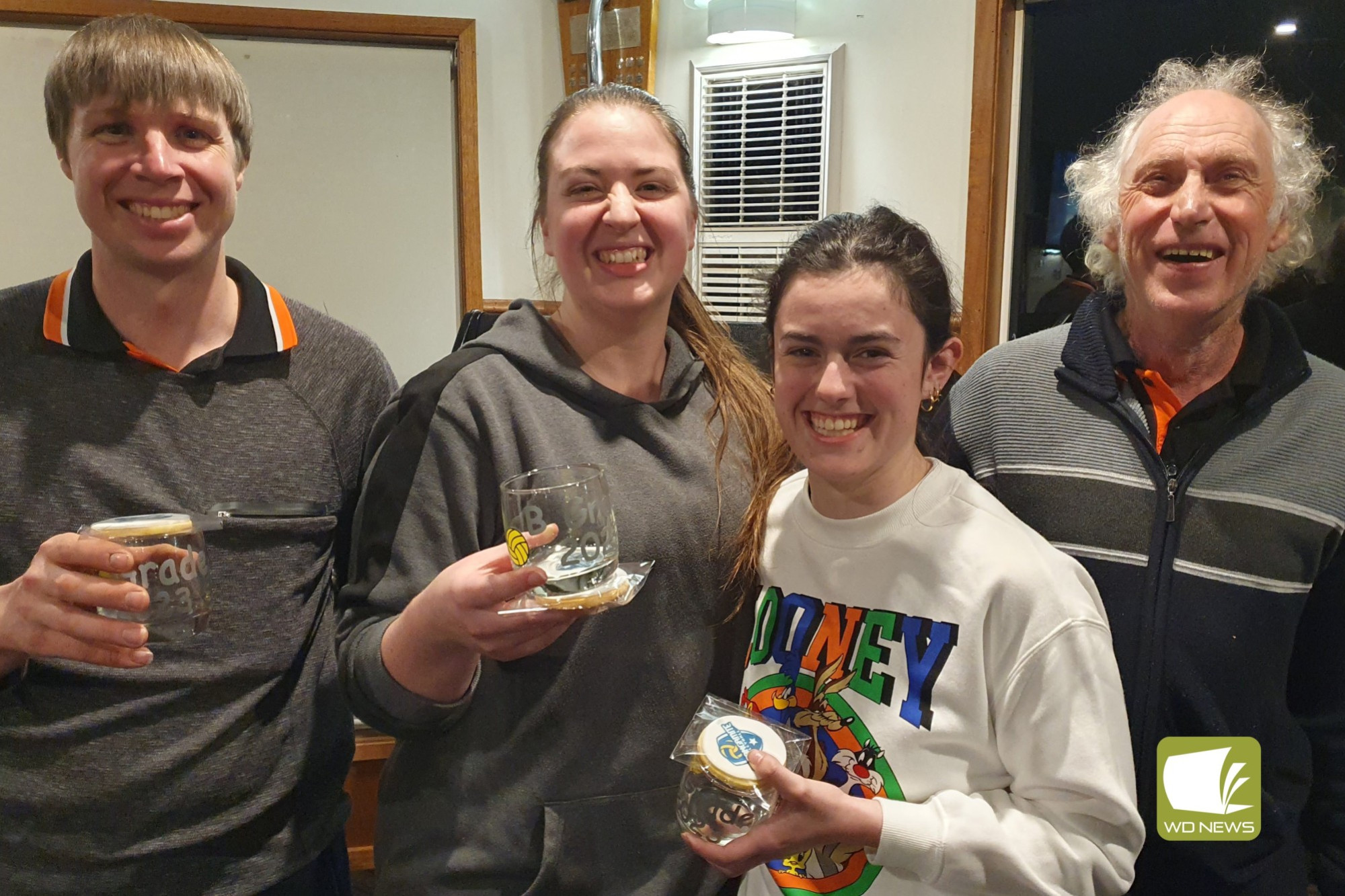 B grade winners, Ballbashers: Matthew Coverdale (left), Gabe Bellman, Grace Ritchie and Martin Hintum. Absent: Jarrod Rethus and Andrew Miles.