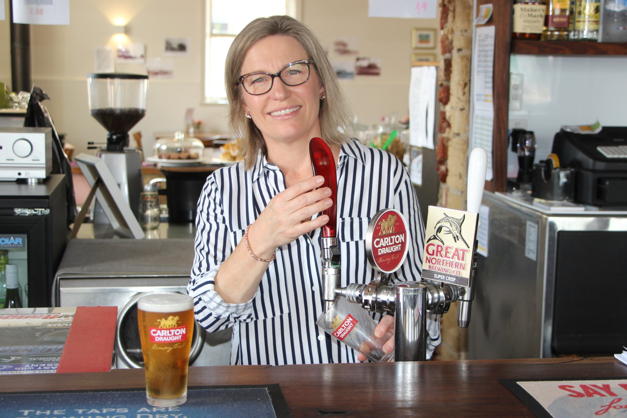 Winner: Mortlake’s Mac’s Hotel is boasting some new found fame following publican Jodie Beck’s perfect pour win last week.