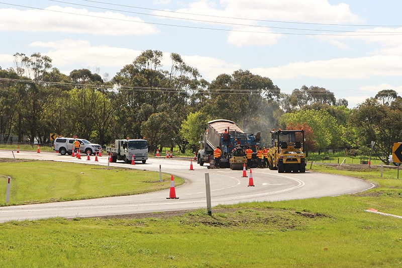 Ongoing works: A team from Regional Roads Victoria has started resurfacing parts of Terang-Mortlake Road, including at the Purcells Lane intersection.